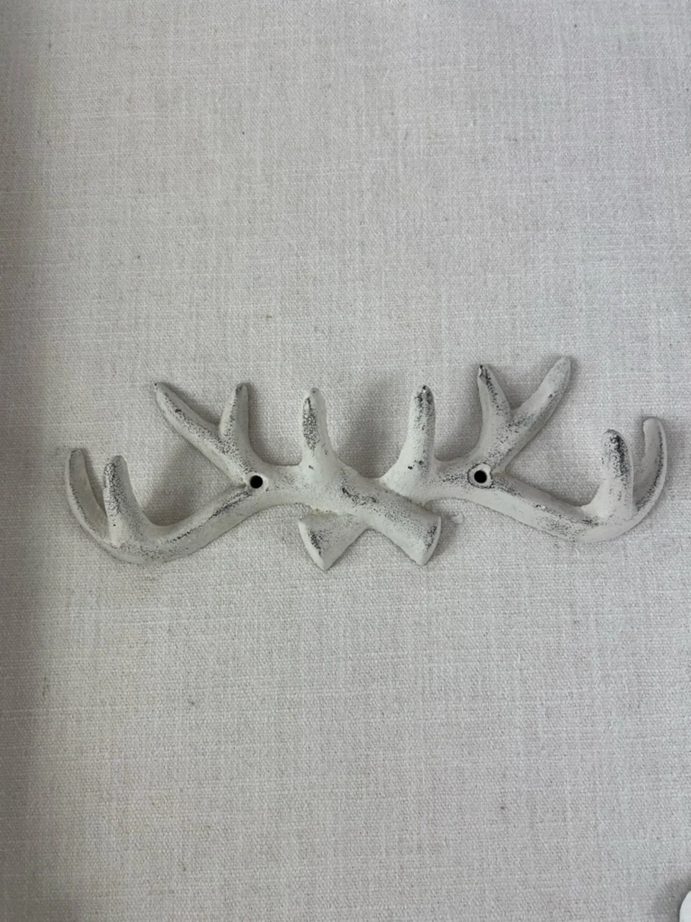 Rustic White Antler Wall Hook Rack Decorative Home Wall Decor Totes Towels Bags
